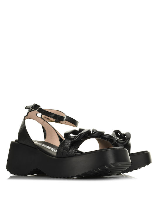 Wonders Suede Women's Sandals Black