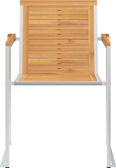 Градински Стол Дървен Teak Светлозелен с Възглавница 6 Бройки 60x56x85см