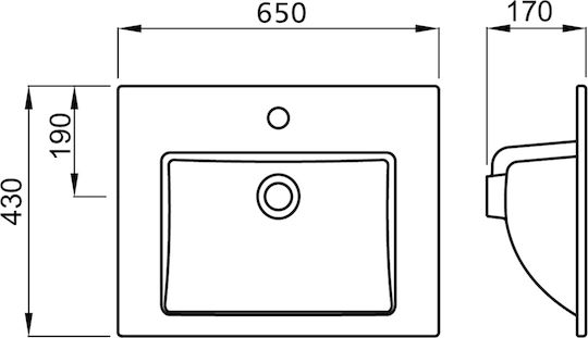 Fayans Linea 650 Ένθετος Νιπτήρας Πορσελάνης 65x43x17cm Λευκός Fayans Linea 650 Ένθετος Νιπτήρας Πορσελάνης 65x43x17cm Λευκός