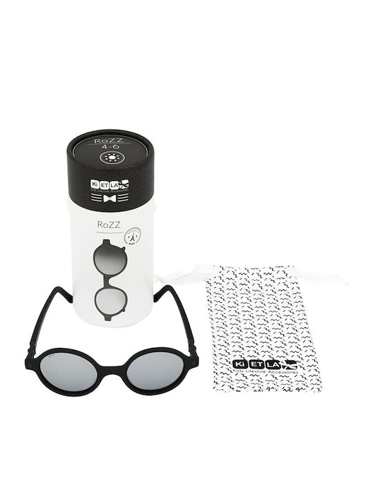 KiETLA Rozz Unbreakable Round Kids Sunglasses with Polarized Lens Black for 4-6 Years