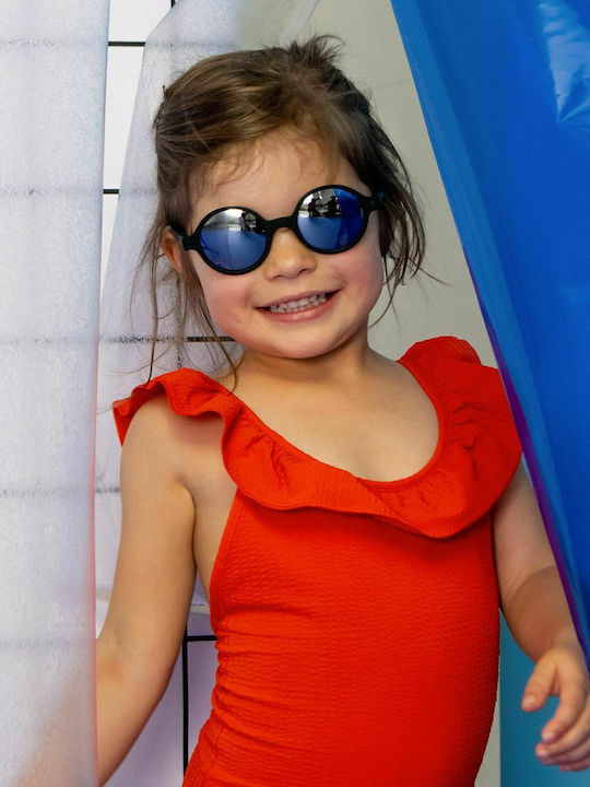 KiETLA Rozz Unbreakable Round Kids Sunglasses with Polarized Lens Black for 4-6 Years