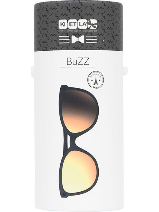 KiETLA BuZZ Unbreakable Butterfly Kids Sunglasses with Polarized Mirror Lens Black for 6-9 Years