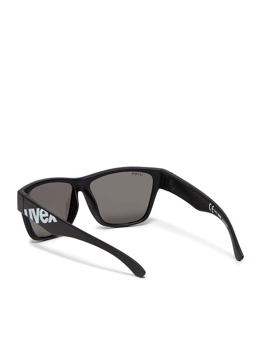 Uvex Sportstyle 508 Negru Mat Pătrate Ochelari De Soare Pentru Copii Cu Lentilă Oglindă Neagră