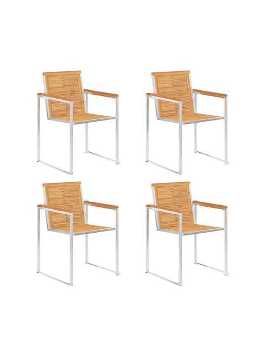 Scaun de exterior Lemn cu pernă Teak / Ανθρακί 4buc 60x56x85cm