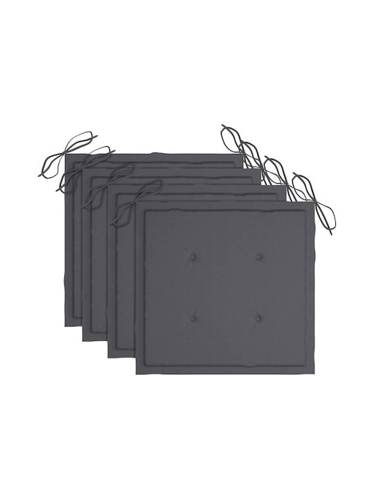 Scaun de exterior Lemn cu pernă Teak / Ανθρακί 4buc 60x56x85cm
