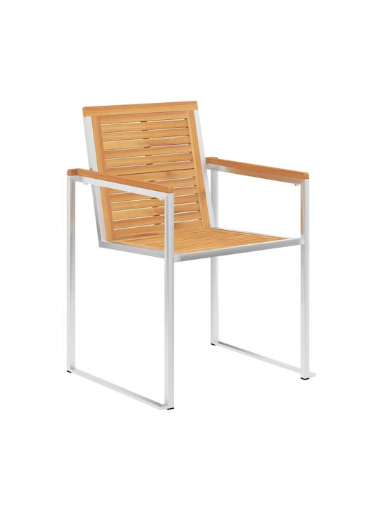 Scaun de exterior Lemn cu pernă Teak / Κόκκινο 4buc 60x56x85cm