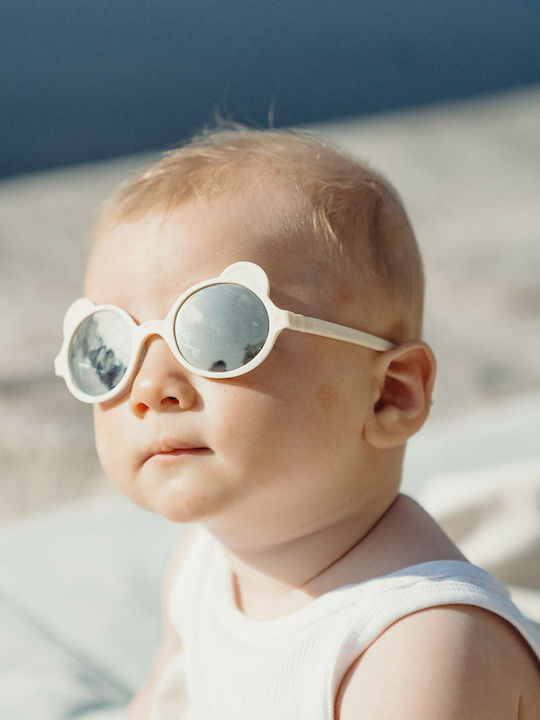 KiETLA Ourson Unbreakable Baby Sunglasses with Mirror Lens Cream for 1-2 Years