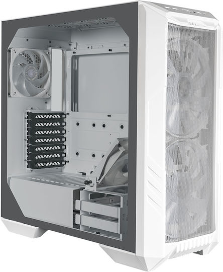 CoolerMaster HAF 500 Gaming Midi Tower Κουτί Υπολογιστή με Πλαϊνό Παράθυρο και RGB Φωτισμό Λευκό