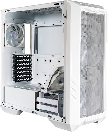 CoolerMaster HAF 500 Gaming Midi Tower Κουτί Υπολογιστή με Πλαϊνό Παράθυρο και RGB Φωτισμό Λευκό