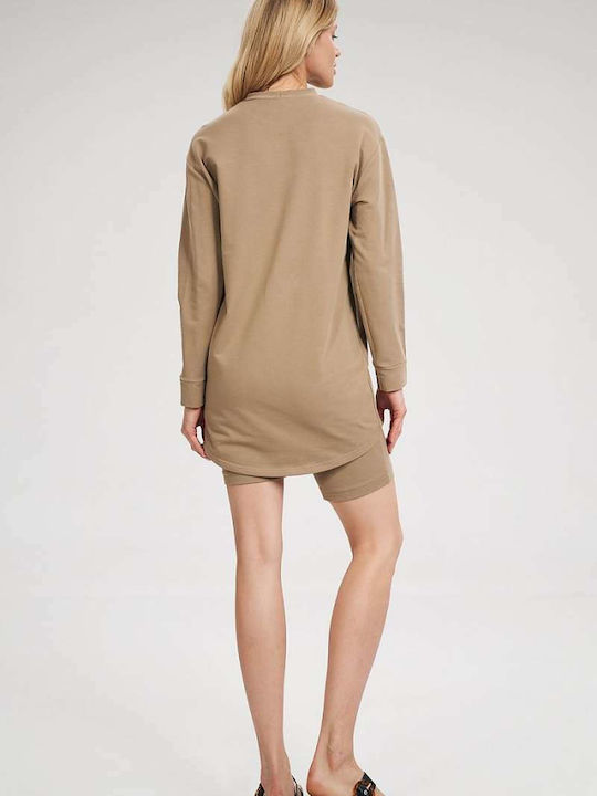 Figl Women's Tunic Dress Long Sleeve Dark Beige