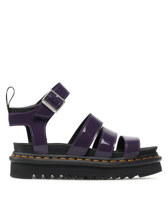 Dr. Martens Blaire Leather Women's Flat Sandals In Purple Colour