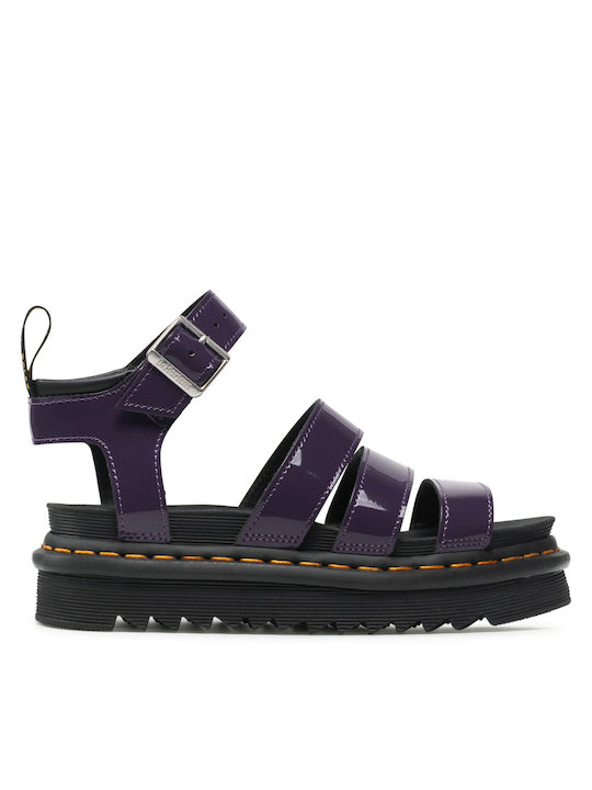 Dr. Martens Blaire Leder Damen Flache Sandalen in Lila Farbe