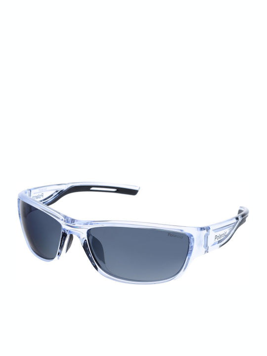 Polaroid Men's Sunglasses with Transparent Acetate Frame and Silver Polarized Mirrored Lenses PLD 7028/S MNG/EX