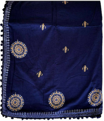 MiandMi Bikini Gold Beach Towel Pareo Blue 180x100cm.