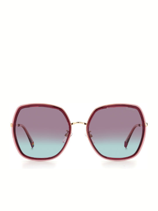 Polaroid Women's Sunglasses with Purple Frame and Red Gradient Polarized Lenses PLD6153 G S B3V JR