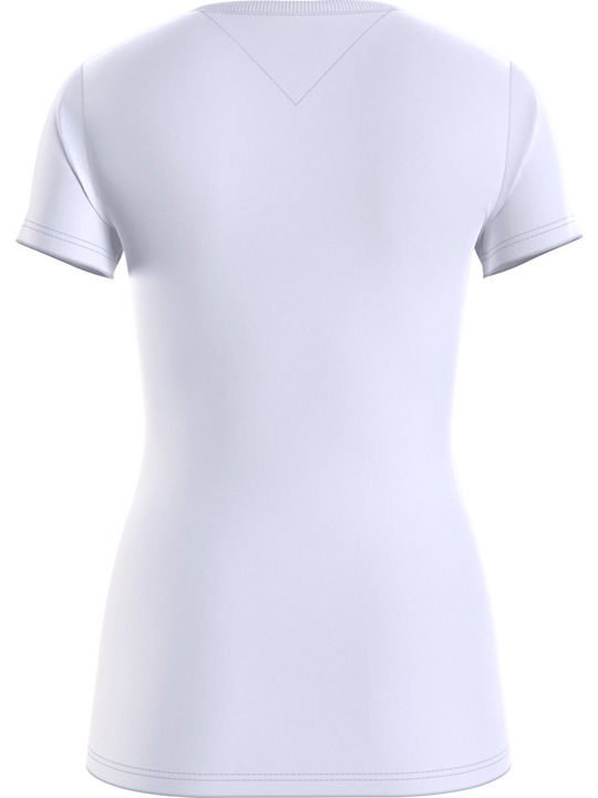 Tommy Hilfiger Essential Γυναικείο T-shirt Λευκό με Στάμπα