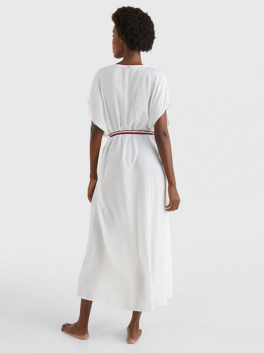 Tommy Hilfiger Γυναικείο Μακρύ Φόρεμα Παραλίας Λευκό