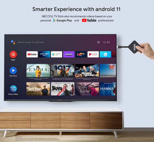 Mecool Smart TV Stick KD2 4K UHD cu Bluetooth Wi-Fi HDMI și Google Assistant