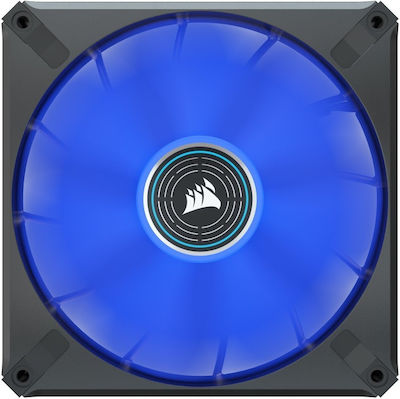 Corsair ML140 LED Elite Premium Gehäuselüfter mit Blau Beleuchtung und Verbindung 4-Pin PWM 1Stück Schwarz