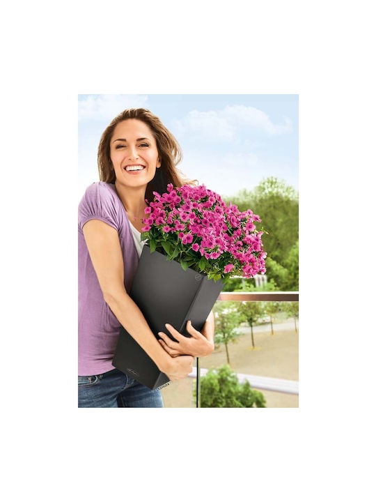 Lechuza Cubico Self-watering Pot Plastic Sand Brown 22x22x41cm.
