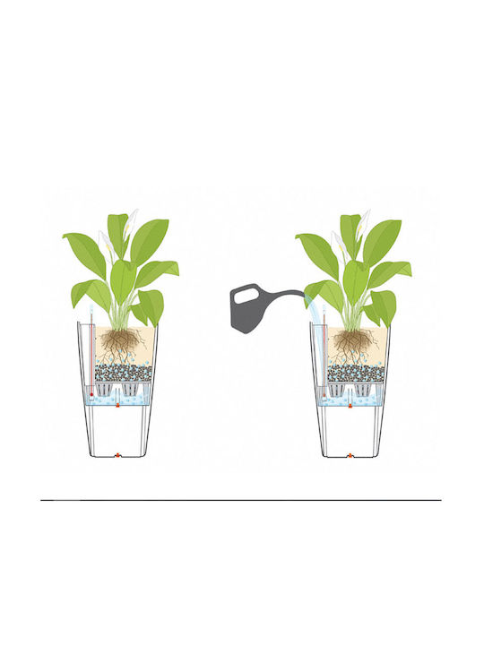 Lechuza Cubico Self-watering Pot Plastic Sand Brown 22x22x41cm.