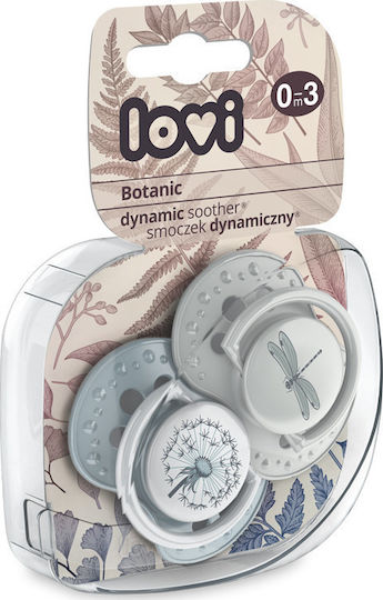 Lovi Baby Botanic Orthodontic Pacifiers Silicone Grey for 0-3 months 2pcs