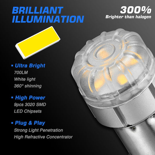 NovSight Lamps Car & Motorcycle BA15S LED 6500K Cold White 12V 9W 2pcs