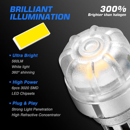 NovSight Лампи Автомобила & Мотоциклета T15 LED 6500К Хладно бяло 12V 6W 2бр