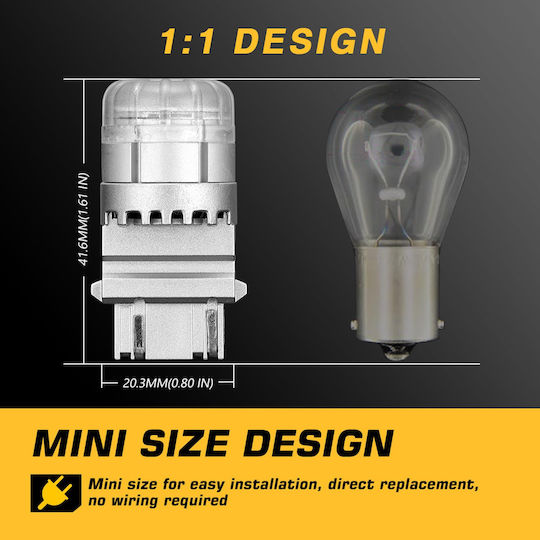 NovSight Lamps Car & Motorcycle T25 LED 3500K Warm White 12V 9W 2pcs
