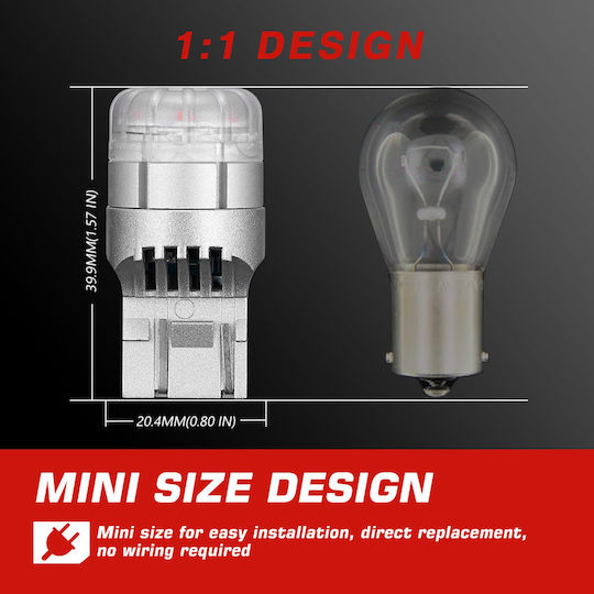 NovSight Λάμπες Αυτοκινήτου & Μοτοσυκλέτας T20 LED Κόκκινο 12V 9W 2τμχ