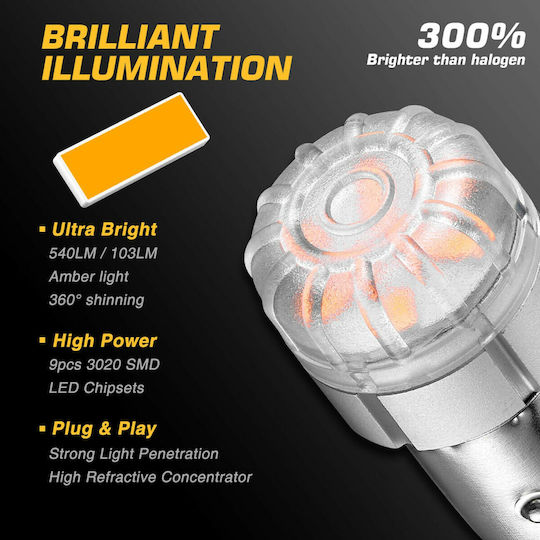 NovSight Lamps Car & Motorcycle P21/5W-BAY15D-1157 LED 6500K Cold White 12V 9W 2pcs