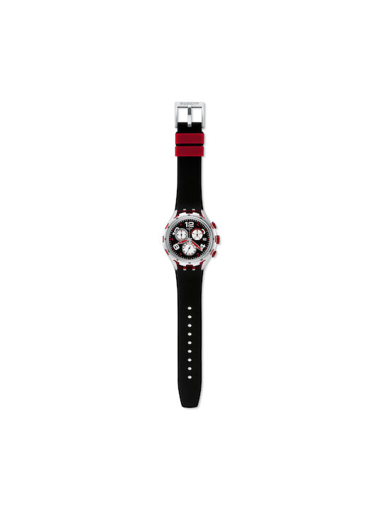 Swatch Red Wheel Rubber Strap Black 20mm