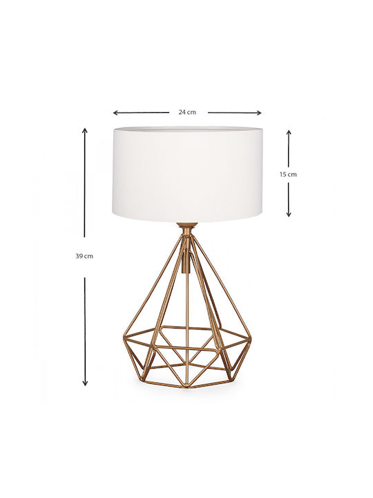 Megapap Vanstone Metal Table Lamp for Socket E27 with White Shade and Gold Base