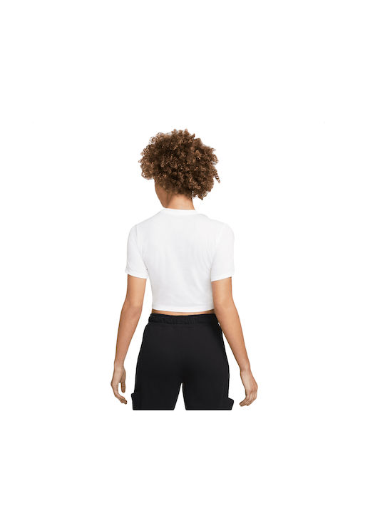 Nike Air Crop Top Sportiv pentru Femei cu Mâneci Scurte Alb