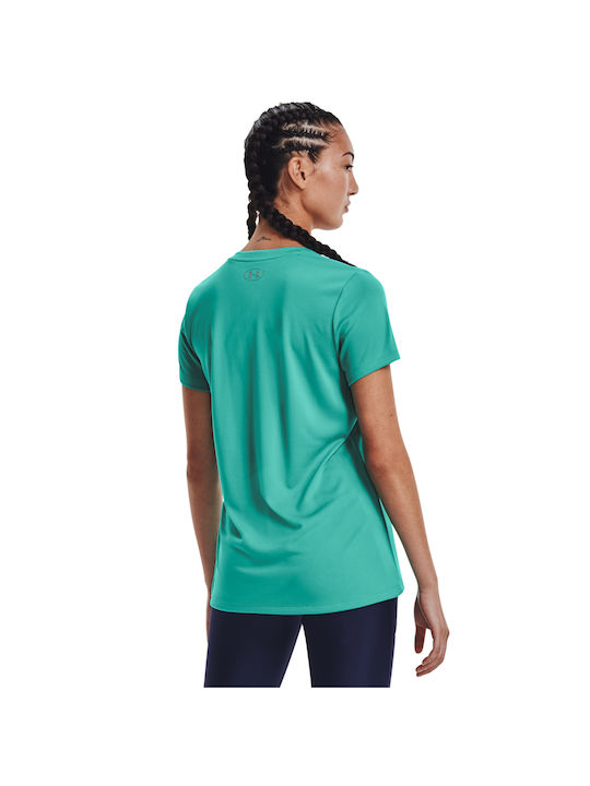 Under Armour Tech™ Γυναικείο Αθλητικό T-shirt Fast Drying με V Λαιμόκοψη Τιρκουάζ