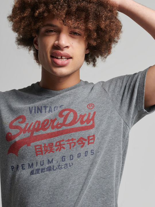 Superdry Vintage Classic Ανδρικό T-shirt Γκρι με Λογότυπο