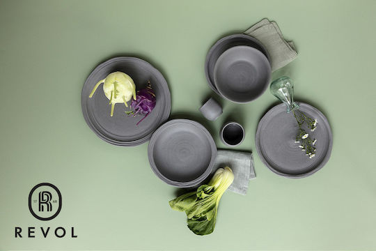 Espiel No.W Farfurie joasă din Porțelan Grey Matt cu Diametru 28.8cm
