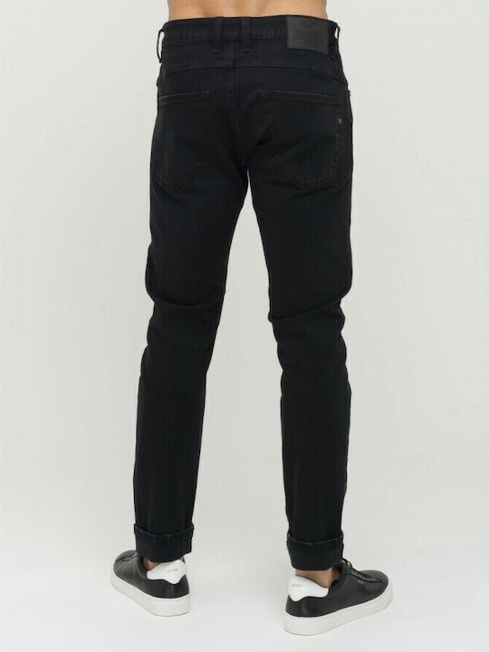 Flexy Men's Jeans Pants Cropped with Skinny Fit Black