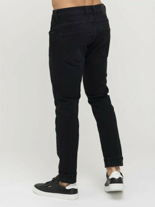 Flexy Men's Jeans Pants Cropped with Skinny Fit Black