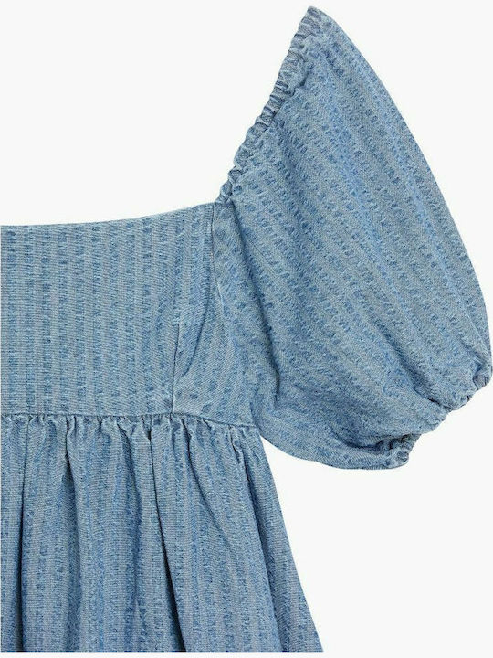 Sommer Mini Denim Kleid Blau