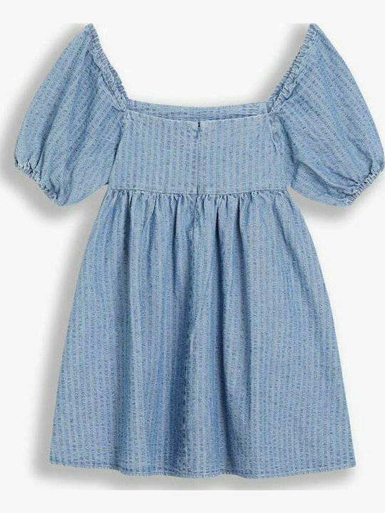 Sommer Mini Denim Kleid Blau