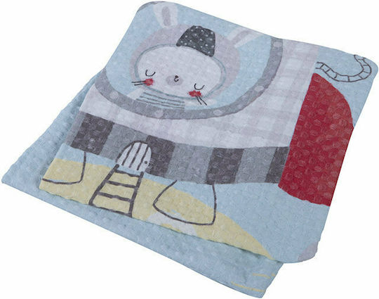 Nef-Nef Homeware Одеяло Детски пелени за пелени Space Pique Синьо 80x110см.