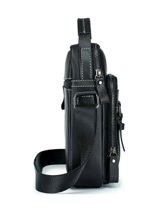 DJB-300 Leder Herrentasche Schulter / Crossbody Schwarz