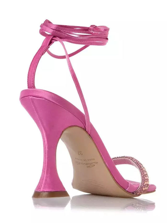 Stoff Sandalen mit Strass Rosa