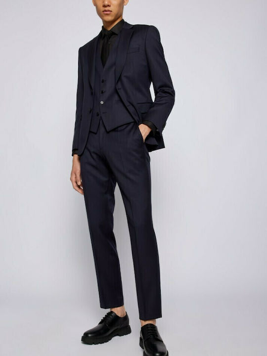 Trousers Suit in Slim Fit Navy Blue