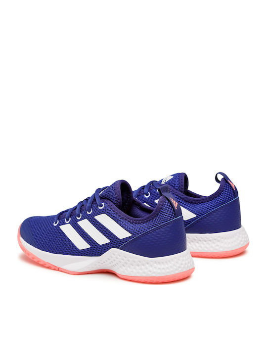 adidas Courtflash Women's Tennis Shoes for All Courts Legacy Indigo / Cloud White / Acid Red