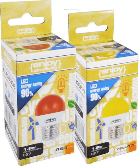 Elvhx LED Bulb 1.8W 72mm for Socket E27 and Shape P45 Yellow 160lm
