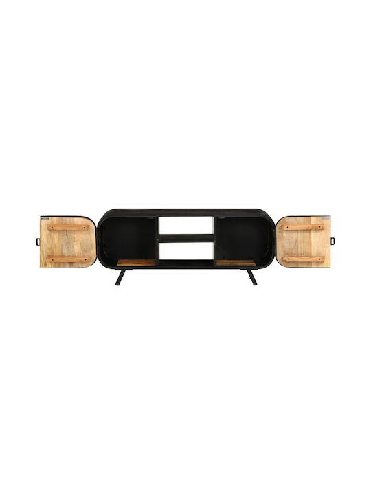 TV Stand from Metal & Solid Wood Mango Black L110xW30xH45cm