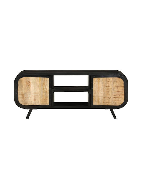 TV Stand from Metal & Solid Wood Mango Black L110xW30xH45cm
