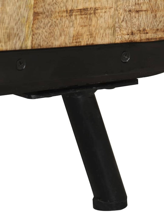 TV Stand from Metal & Solid Wood Mango Black L110xW30xH45cm
